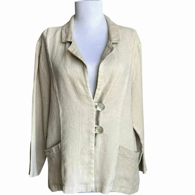 Chaqueta Blazer HABITAT 100 % Lino Tejido Tweed Ligera Talla M Neutro Lagenlook Foto 1 de 4