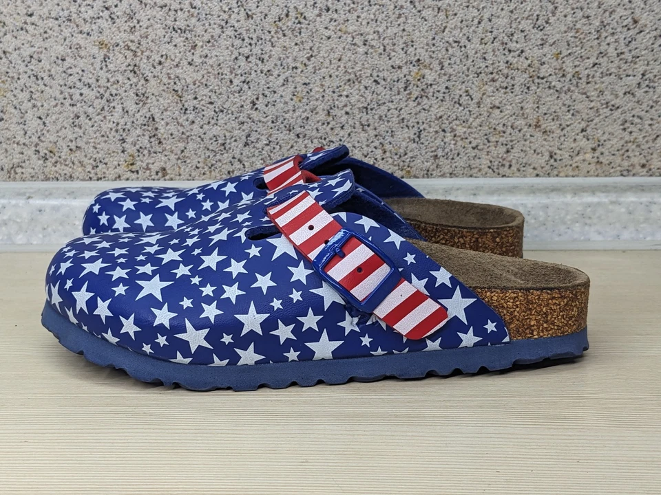 Zuecos Birkenstock Birki’s estrellas y rayas patrióticos bandera de Estados Unidos Boston Foto 1 de 4
