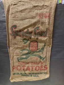 Vintage Sackleinen SPEEDY SPUD North Dakota KARTOFFELN 100 Pfund Antik Bauernhof Gute Farbe - Bild 1 von 7