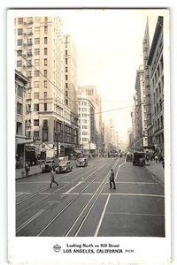 RPPC Hill Street Scene LOS ANGELES, CA Frashers Photo Vintage Postcard 1940s - Picture 1 of 2