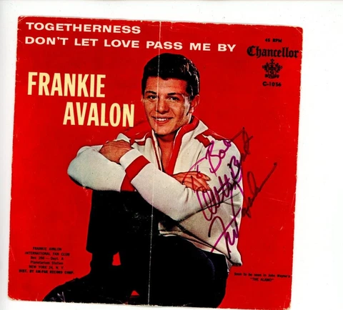 Autographed 45 Record Sleeve Frankie Avalon actor, singer & teen idol Record Inc Cover