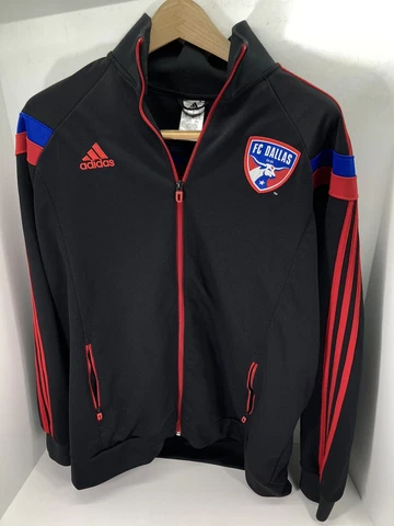 FC Dallas Adidas Track Jacket Mens Size XL Full Zip Black Red Long Sleeve MLS Cover