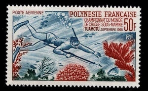 Französisch-Polynesien Scott C37 postfrisch ** Unterwasserangeln Briefmarke CV $ 90 - Bild 1 von 1