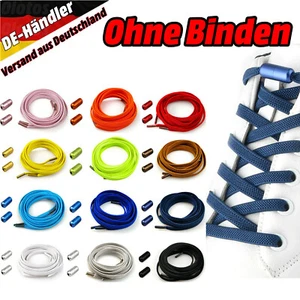 Elastische Schnürsenkel mit Schnellverschluss Schuhbänder ohne Binden Flach Neu - Bild 1 von 22