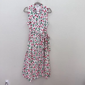 J Crew Factory Erdbeere Kragen ärmelloses Midikleid BP799 Damengröße 8 NEU - Bild 1 von 8