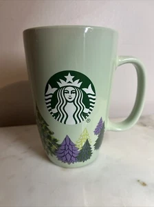 Starbuck's Winter  Christmas Trees Coffee Cup Mug 2020 12 Fluid Onces Mint Green - Picture 1 of 5
