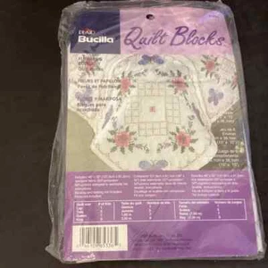 Vintage 2002 Bucilla Flowers and Butterfly Quilt Blocks #65336 NEW - Picture 1 of 4