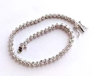 ! Hermosa pulsera de tenis vintage de plata de ley y circonitas cúbicas de 7,25" - Imagen 1 de 7
