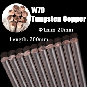 W70 Tungsten Copper Round Rod Metal Alloy Solid Bar Φ1mm - 20mm Length: 200mm - Picture 1 of 7