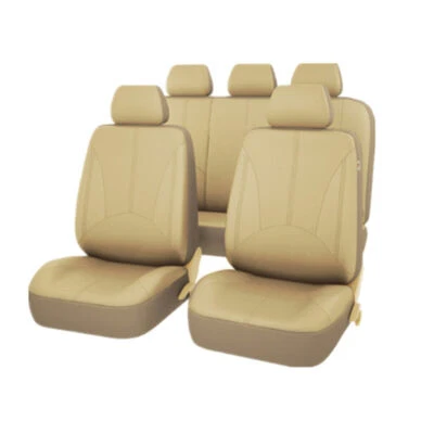 Juego completo de fundas de asiento de coche de cuero PU transpirable protector de cojín universal para silla Foto 1 de 4