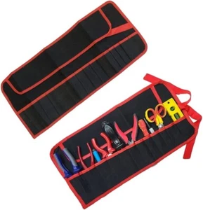 16 POCKET CANVAS TOOL ROLL Red & Black spanner tool heavy duty pockets - Picture 1 of 7