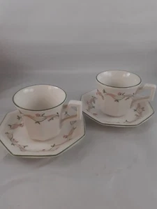 Johnson Brothers Eternal Beau COFFEE Cups & Saucers x 2 Vintage British - Picture 1 of 10