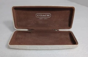 COACH SUNGLASS GLASS CASE WHITE WITH C Signature LOGO Clam Hard CASE ONLY - Picture 1 of 11