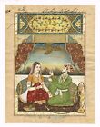 A Mughal King & Queen Sitting On Carpet At Balcony Of Royal Old Place 8.5x11"