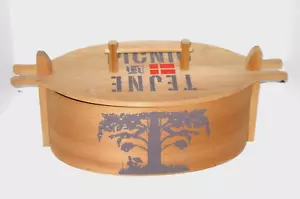 Cesta de picnic vintage Tejne Dinamarca arte popular escandinavo danés caja de madera curvada - Imagen 1 de 12