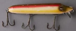 Antique Heddon Dowagiac Vamp Wood Rainbow Glass Eyes Fishing Lure - Picture 1 of 5