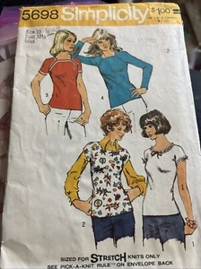 Simplicity Sewing Pattern 5698 Misses' Top Size 10 Bust 32 1/2 Cut Complete - Picture 1 of 1