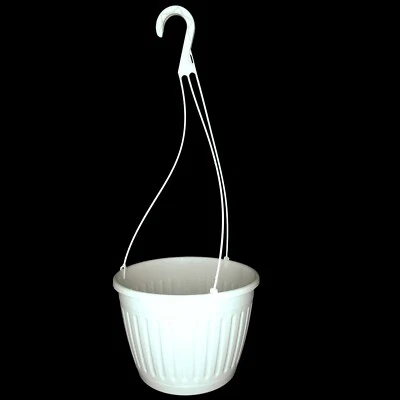 10" WHITE HANGING BASKETS {Set of 10} Plastic Imperial flower pots	 - Image 1 of 3
