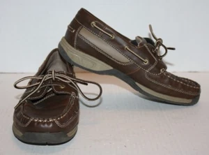 Sonoma Life & Style Brown Faux Leather Boys Boat Shoes Deck Loafers Size 5 Med  - Picture 1 of 7