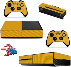 GOLD CARBON XBOX ONE PROTECTIVE SKIN DECAL VINYL STICKER WRAP - Picture 1 of 3