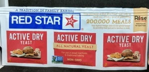 Red Star Active Dry Yeast 3 - 1/4 oz packets for baking bread BB. 10/22 New - Picture 1 of 2