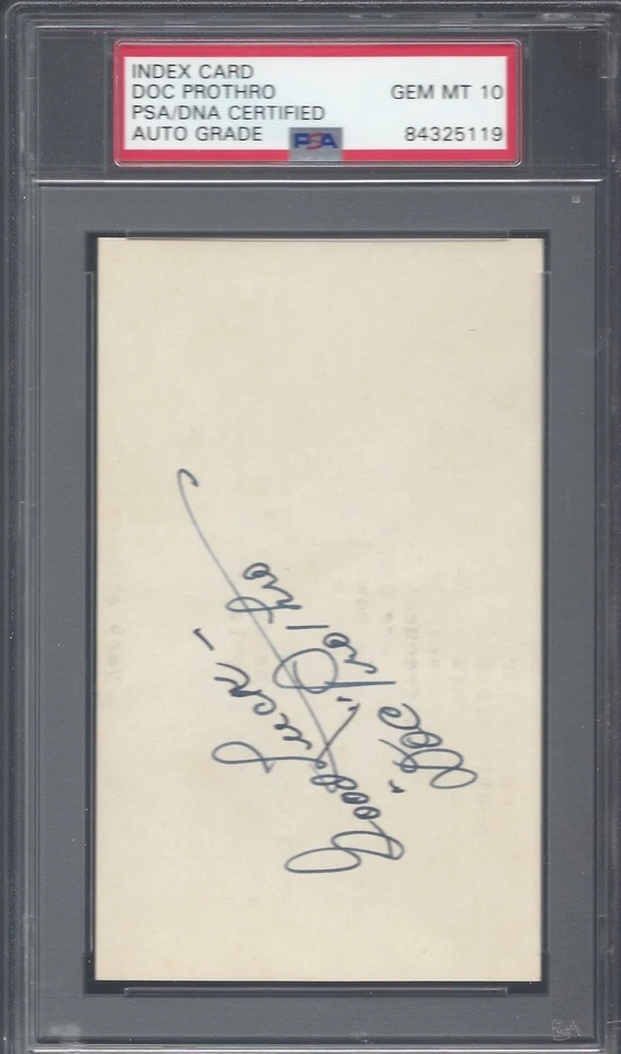 JAMES "DOC" PROTHRO, 1920-26 SENATORS/RED SOX/REDS, INDEX, PSA/DNA GEM MINT 10 - Image 1 of 1