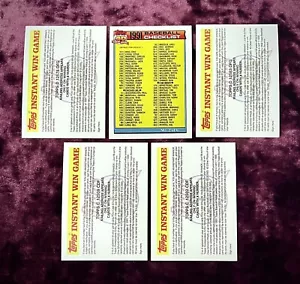 1991 Topps Baseball Checklist Insert Lot /5 MINT Instant Win Game Legends Rookie - Picture 1 of 2