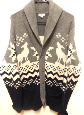 Suéter Merona Para Hombres "Lobo Aullante" Azul/Gris/Crema Colores! ¡Muy cálido! talla L Foto 1 de 4