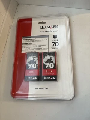 Lexmark Black inkjet Cartridges 70 2 Pack 12A1970 Sealed - Image 1 of 2