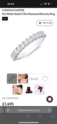 White Gold Diamond Eternity Band Ring 9ct Hallmarked Size J - Image 1 of 4