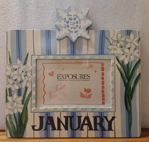 Marco de fotos de madera pintado a mano mensual Exposures para 4x6 enero - Imagen 1 de 2