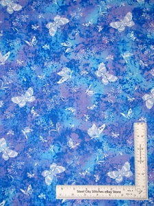 Butterfly Fabric By The Yard Butterflies Blue DYE LOT 2 Fabric Traditions Cotton - Picture 1 of 1