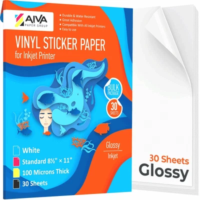 Printable Vinyl Sticker Paper Waterproof Decal Paper for Inkjet Printer 30 - Image 1 of 4