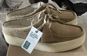 Clarks Originals Wallabee Cup Lo Ladies Light Tan Warmlined Mule UK Sz 8 D EU 42 - Picture 1 of 6