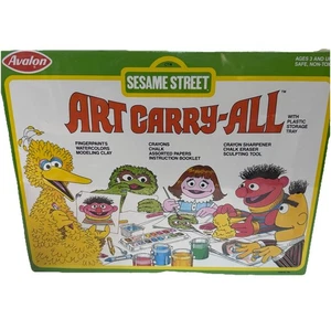 Sesame Street Avalon Art Carry-All W/ Tray Paints Crayons Chalk Papers 1979 NOS - Picture 1 of 15