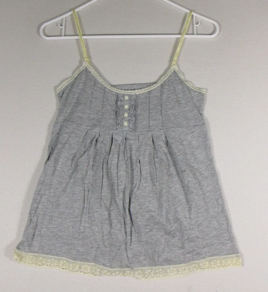 Blusa Energie para mujer con botones sin mangas correas de espagueti talla M gris Foto 1 de 4