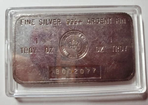 1 oz .999 Silver Bar - Royal Canadian Mint Argent Fin - Low Binary Serial#B2077 - Picture 1 of 4