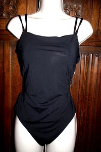 Traje de baño Calia negro de una pieza M/L/10 clásico con tiras malliot nuevo con etiquetas 88,00 precio de venta sugerido por el fabricante - Imagen 1 de 10
