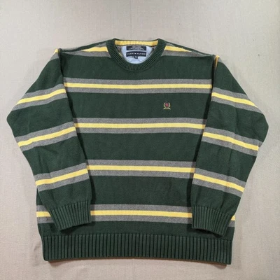Suéter de Rugby Tommy Hilfiger Para Hombres 2XL Verde Tejido Pullover Cresta Rayas De Colección Foto 1 de 4