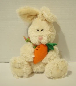 American Greetings Plush Bunny Rabbit Bow Holding Carrot Stuffed Poseable Ears - Picture 1 of 9