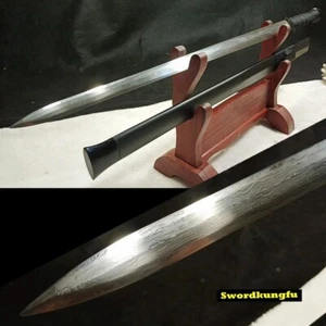 Espada de Batalla China KUNGFU Doblada Acero Afilado Han Jian Saber -墨舞汉剑 Hecha a Mano - Imagen 1 de 10