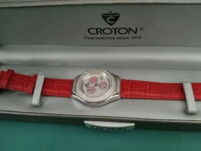 Croton CC4110019 Chronograph Swiss Movement Watch Pave Face Water Resistant Box  - Image 1 of 4