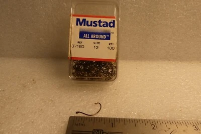 100 Mustad Fly Tying Scud Wide Gap Hollow Point Hook 37160-BR Size 12 Bronze - Image 1 of 3