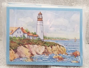 Lighthouse By The Sea Notecards Current New - Picture 1 of 6