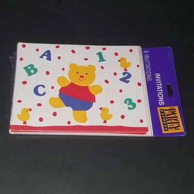 NEW Baby Shower Invitations (8 pack) Teddy Bear ABC 123 Party Express Unisex - Image 1 of 4