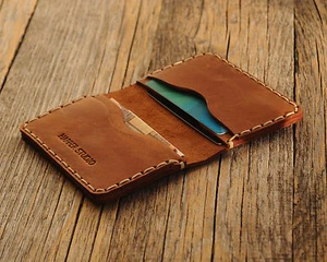 Cartera plegable de cuero personalizada, tarjetero resistente áspero - Imagen 1 de 6