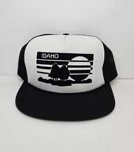 Vintage Idaho Snapback Trucker Hat Black White Puff Print Cap Winner Tourist - Picture 1 of 23