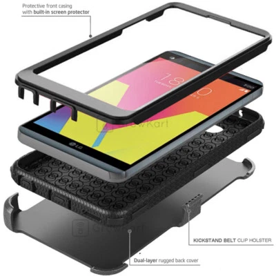 REFINED SHOCKPROOF Belt Clip Holster Phone Case Cover +BUILT-IN SCREEN PROTECTOR - Image 1 of 4