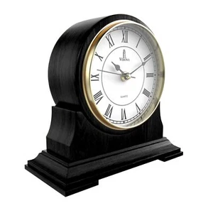 Mantel Clock For Living Room Black Wood Mantle Clock Battery Operated Silent Woo - Picture 1 of 9