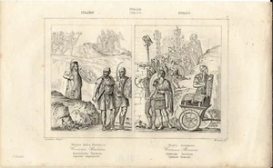 Stampa antica COSTUMI BARBARI COSTUMI di ROMA 1845 Old antique print Rome - Picture 1 of 1